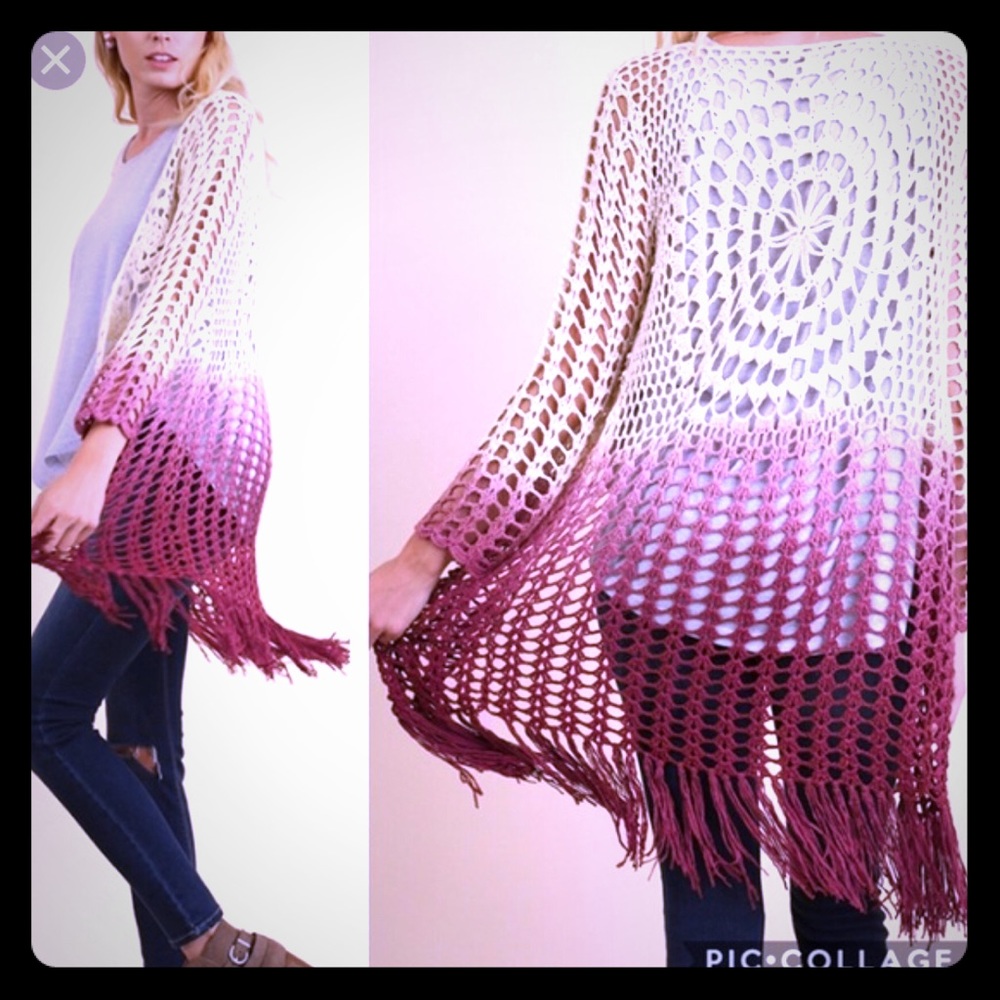 Umgee open ombré cardigan with fringe